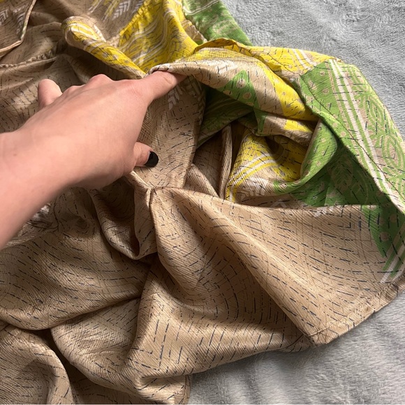 Darn Good Made in India Recycled Silk Bohemian Tie Goddess Beach Caftan Dress - Picture 12 of 17